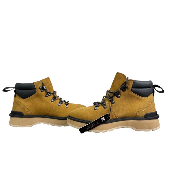 SOREL Waterproof Suede Hi-Line Hiker Boots Women's Size 6.5 Yellow Black Lace Up - Picture 3 of 8